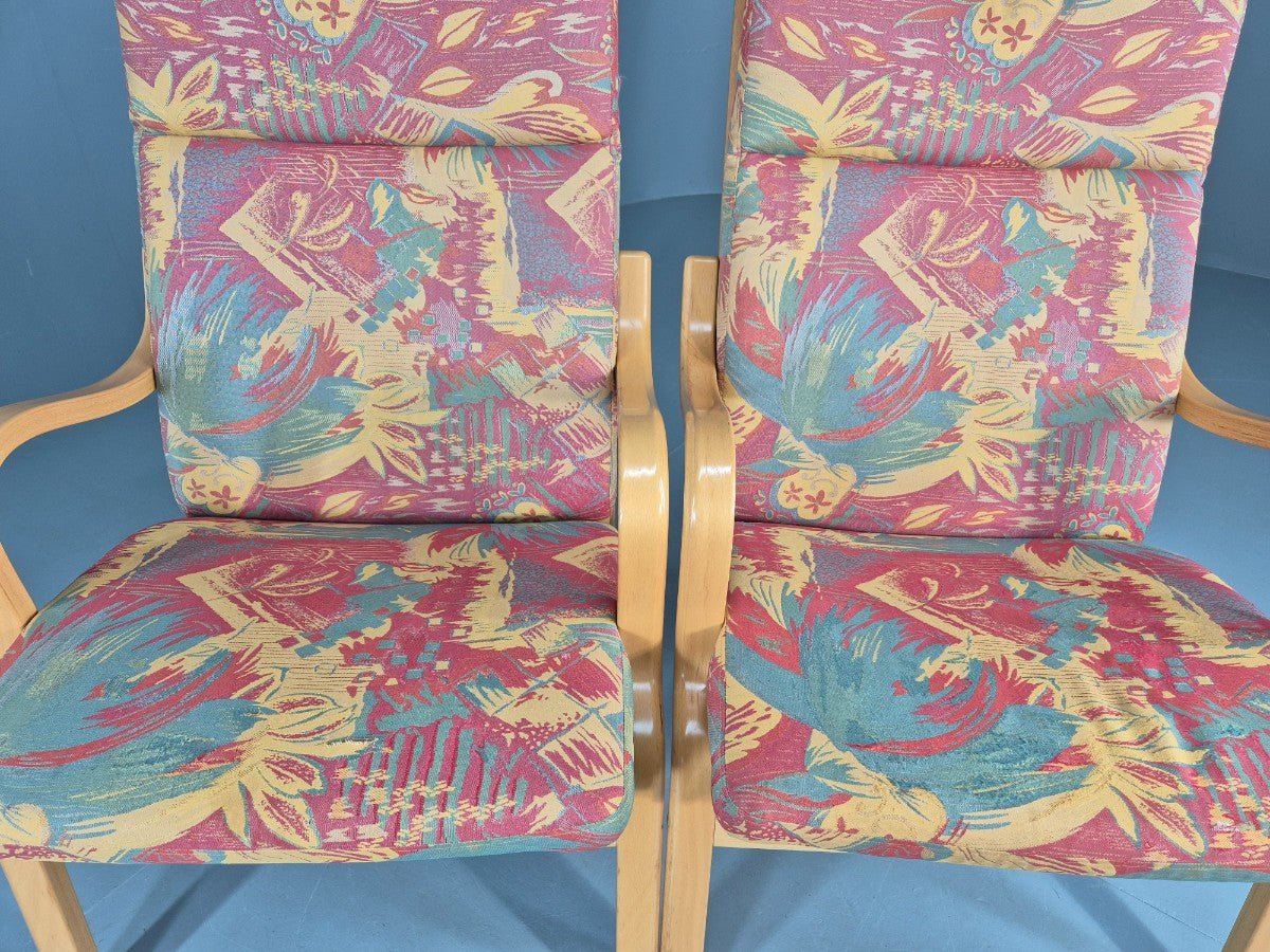 2 Vintage 1980s Lounge Chairs by Stouby Bentwood frame Retro MCM  EB12833