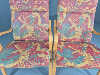 2 Vintage 1980s Lounge Chairs by Stouby Bentwood frame Retro MCM  EB12833