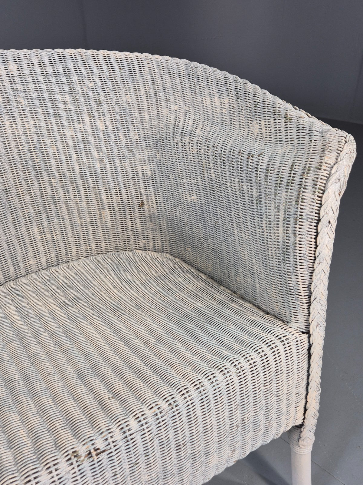 Vintage Lloyd Loom chair 1930s Original White Painted B12163