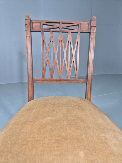 Vintage Arts and Crafts Low Chair Antique 1900s Oak Frame Eb12586