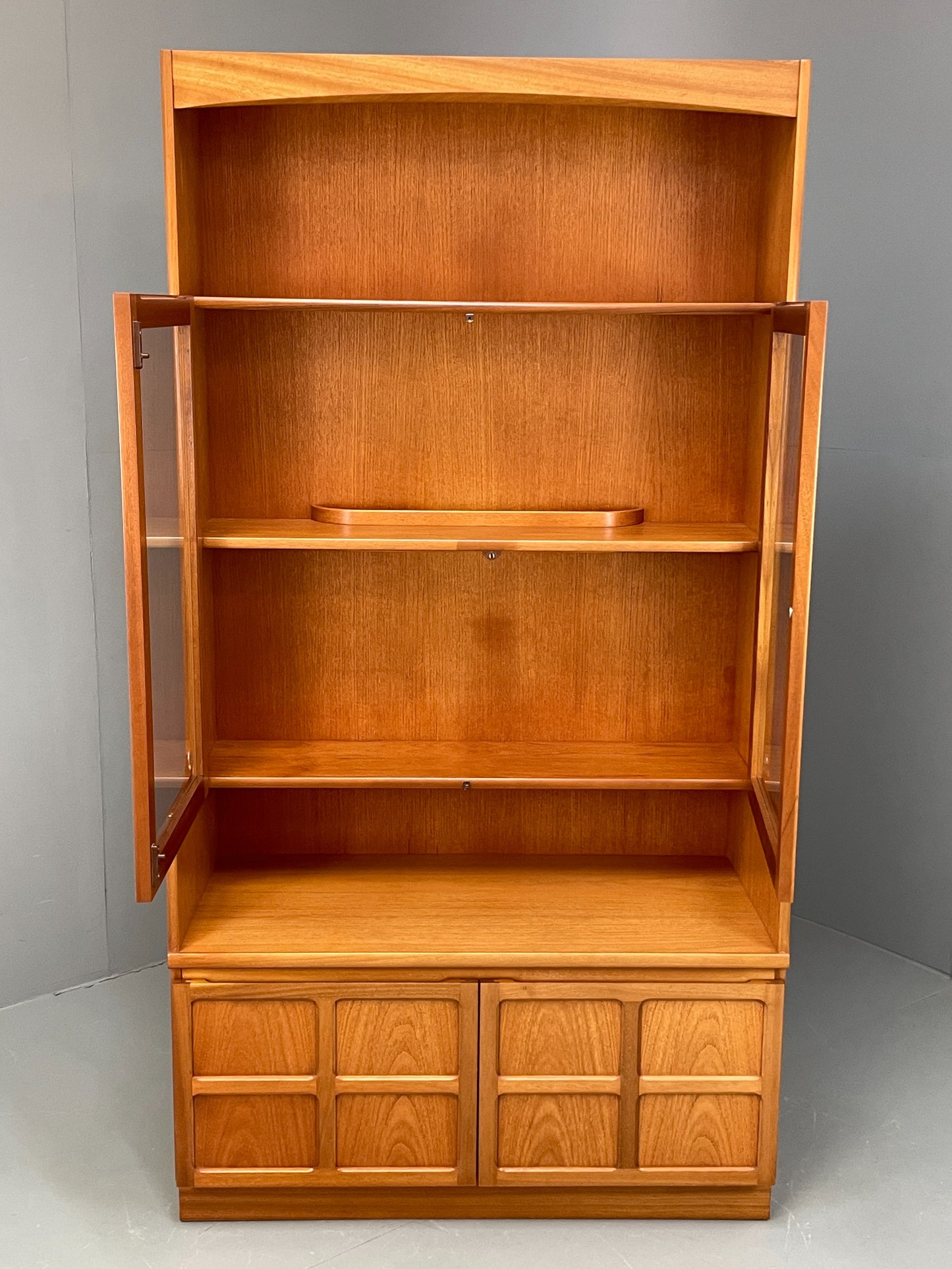 Vintage Nathan Wall Unit Teak Squares 1970s Retro Shelving Glazed EB11968