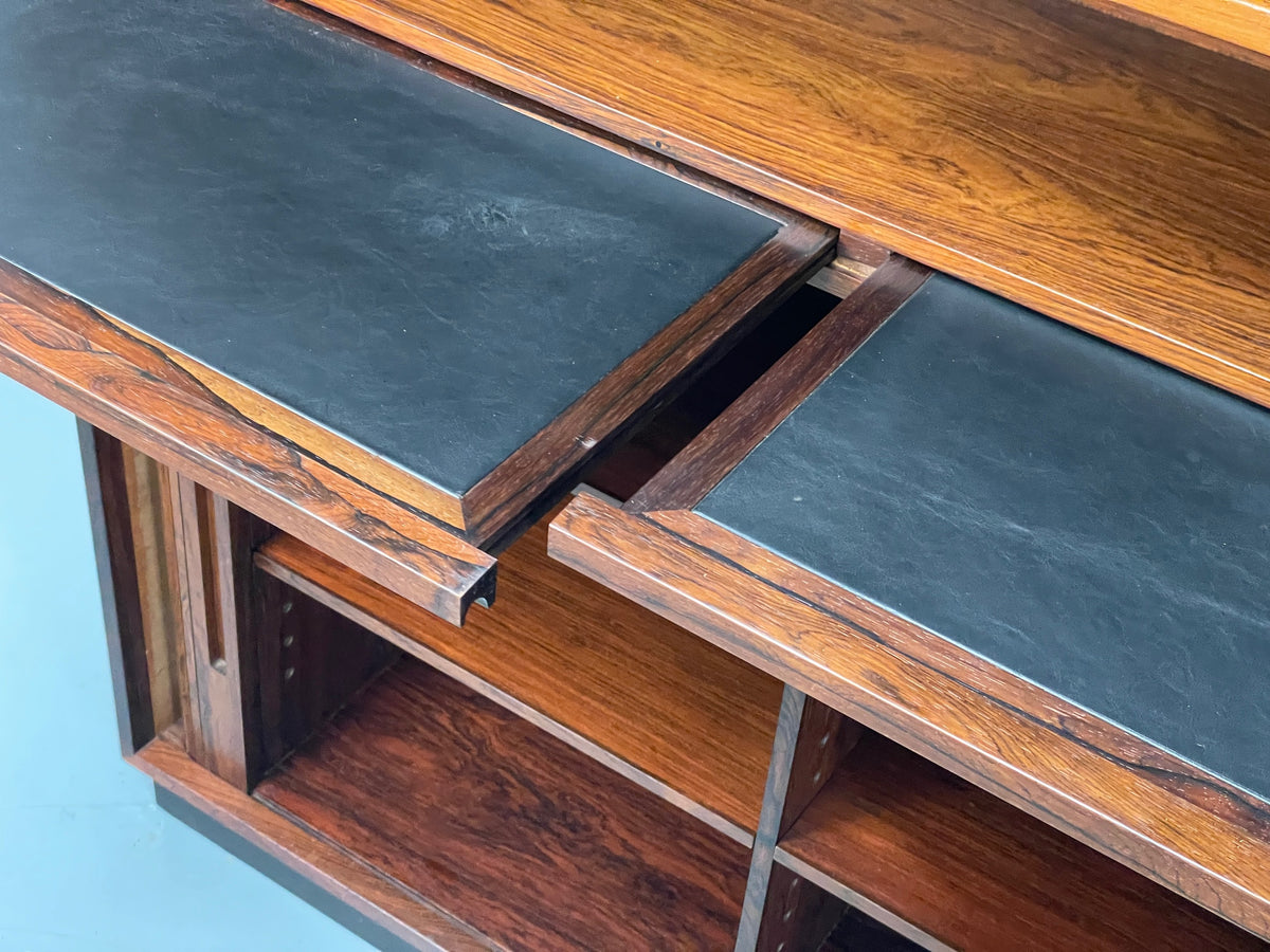 Vintage Danish Wall Unit Mid Century 1960s Tambour Shelving Cabinet Retro 13102