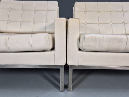 2 Vintage 1960s Robin Day Club Chairs White Vinyl Mid Century Originals EB9973