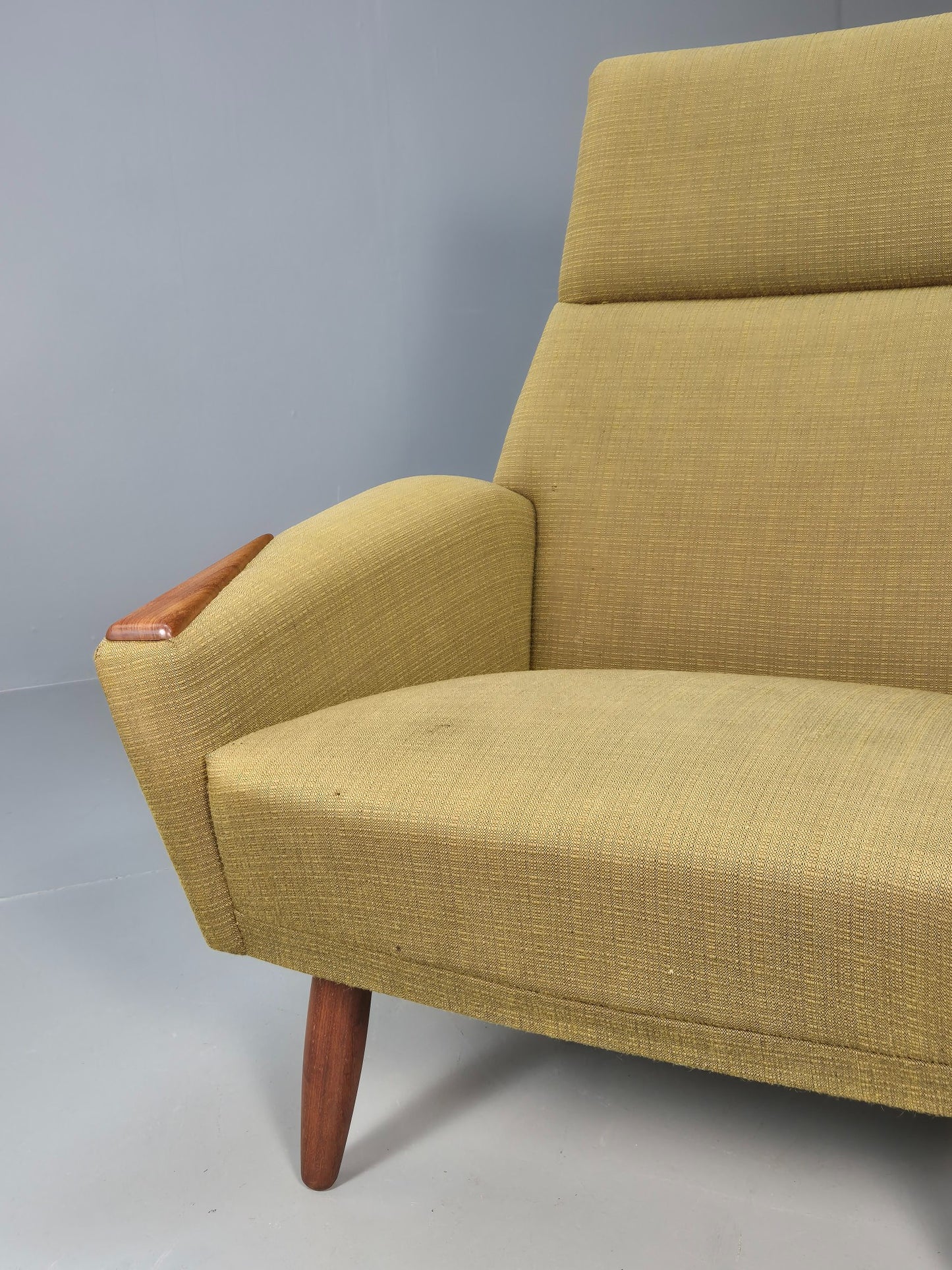 Vintage Mid Century Armchair Danish Original Green Teak Paws 1960s Retro EB8483