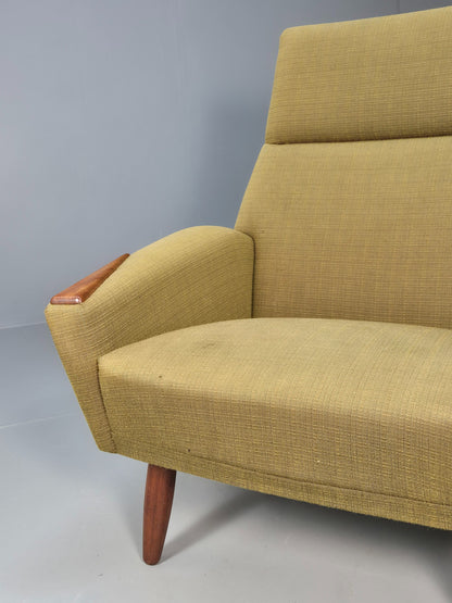 Vintage Mid Century Armchair Danish Original Green Teak Paws 1960s Retro EB8483