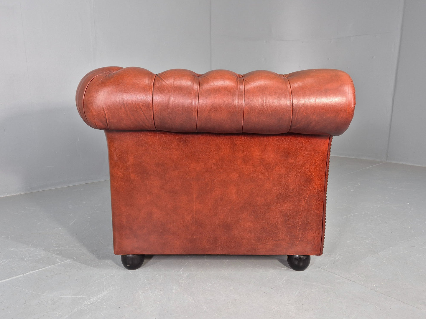 Vintage Chesterfield Club Chair Red Leather 1970s Retro EB12252