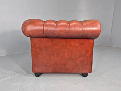 Vintage Chesterfield Club Chair Red Leather 1970s Retro EB12252