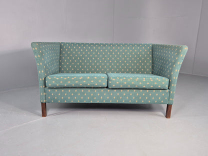 Vintage Danish Mid Century 2 Seater Sofa 1980s Retro Green EB12539