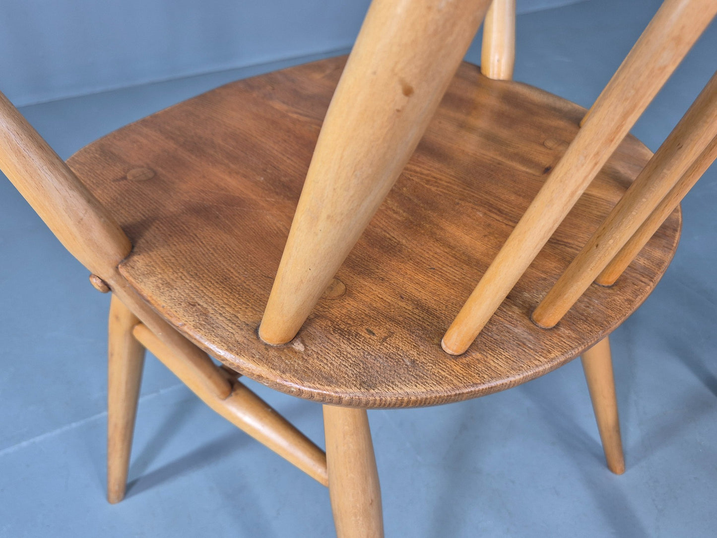 2 Ercol Goldsmith Elbow Chairs Blonde Wood 1960s Retro MCM  EB12544