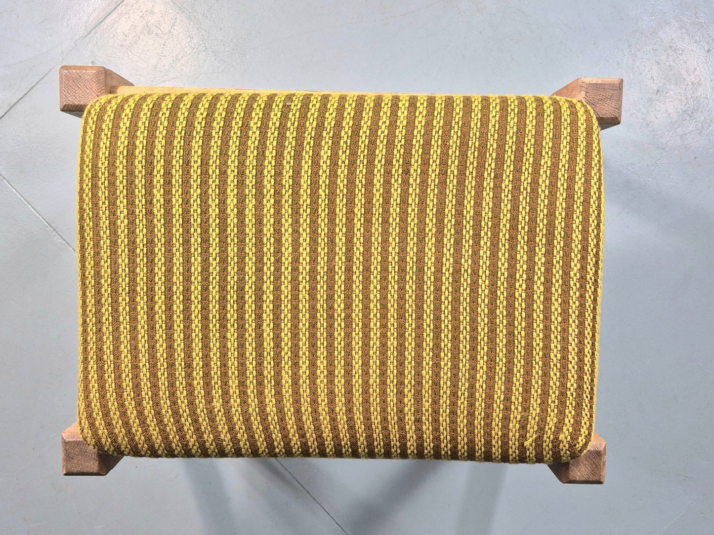 Vintage Kjaernulf Oak Footstool 1970s Danish Retro Green Brown Wool EB12275