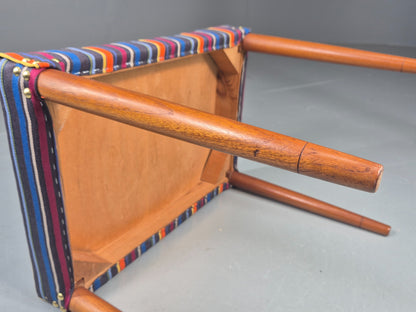 Vintage Midcentury Footstool Danish Design New Upholstery Retro Teak EB12049