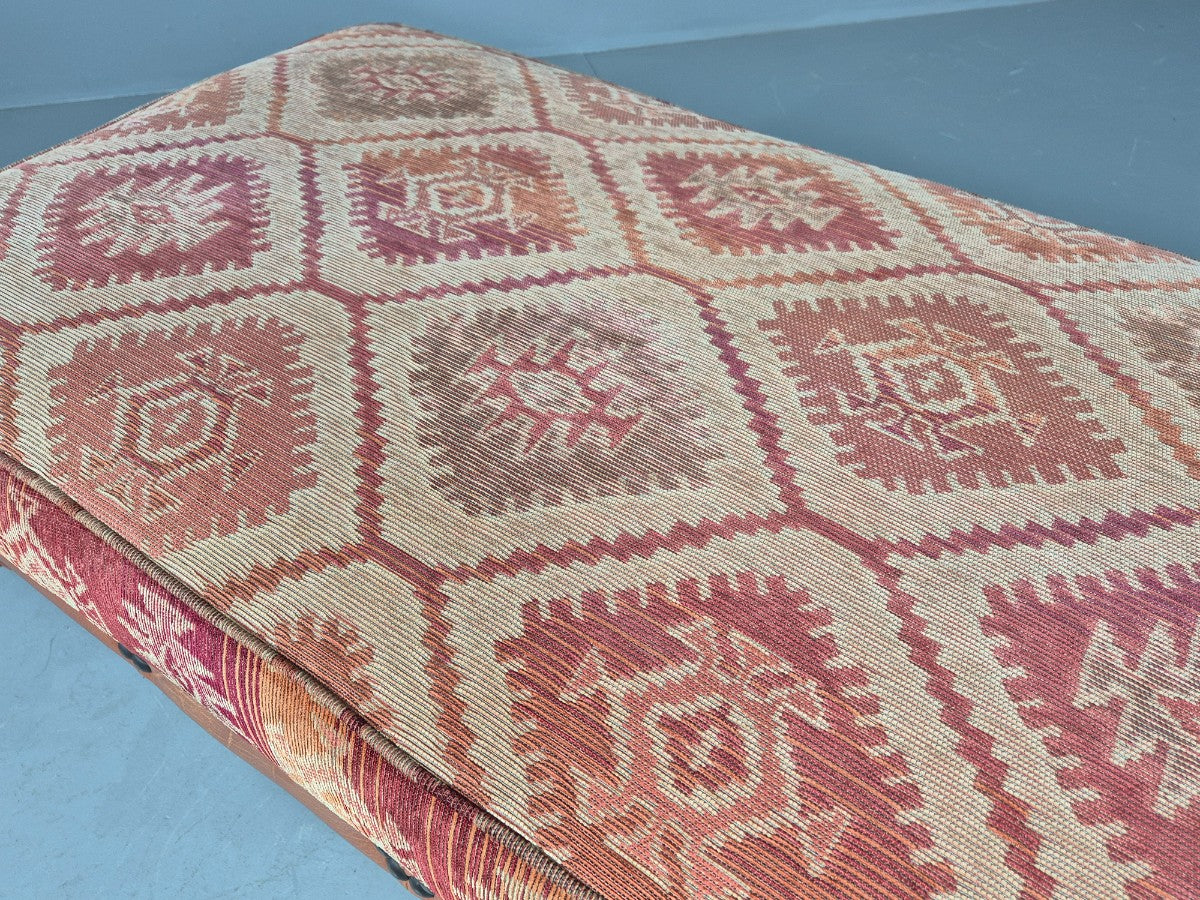 Vintage Tetrad Eastwood Footstool Leather Kilim Upholstery Large EB12038