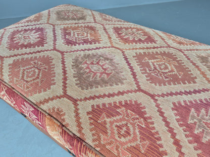 Vintage Tetrad Eastwood Footstool Leather Kilim Upholstery Large EB12038