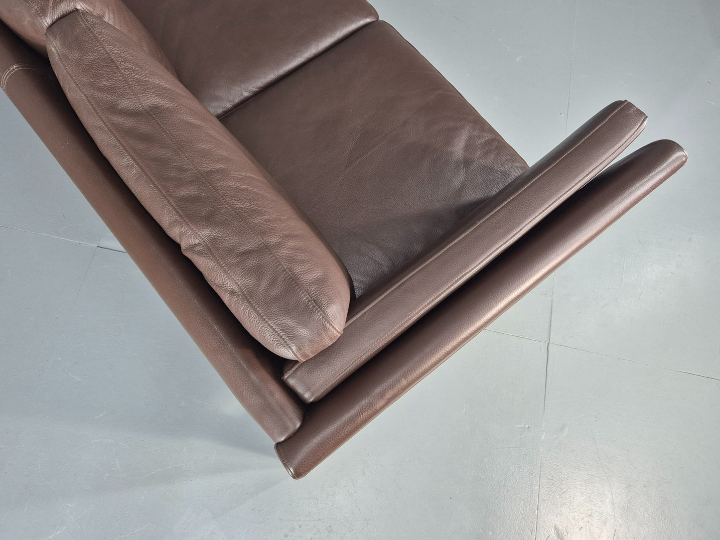 Vintage 3 Seater Sofa Danish Brown Leather Mid Century Skippers Retro EB10493