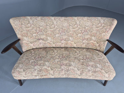 Vintage Mid Century 3 Seat Sofa Teak Frame Classical Upholstery 1960s EB12716
