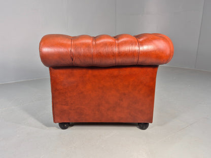 Vintage Chesterfield Club Chair Red Leather 1970s Retro EB12252