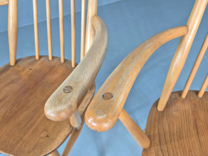 2 Ercol Goldsmith Elbow Chairs Blonde Wood 1960s Retro MCM  EB12544