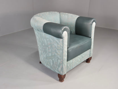 Vintage Art Deco Tub Barrel Chair 1980s Make Over Turquoise Retro EB12714