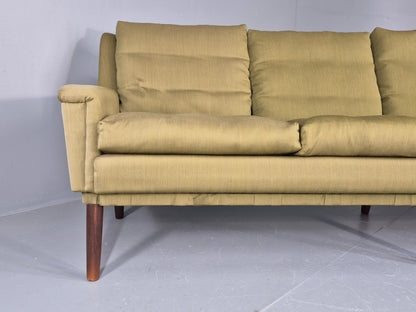 Vintage Mid Century 4 Seat Sofa Green Cotton Upholstery 1960s Retro EB11374