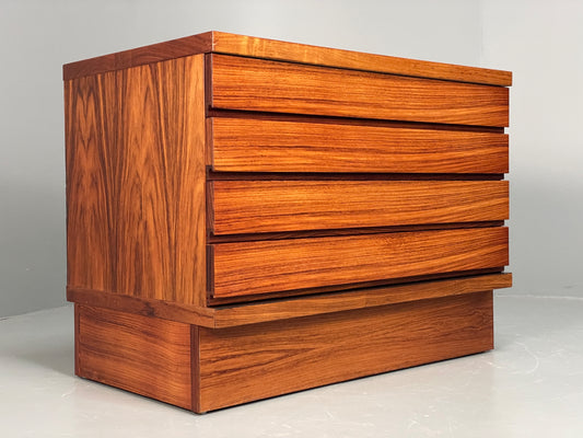 Vintage Chest Of Drawers Swedish Retro 1980s Chunky Darkwood EB13098