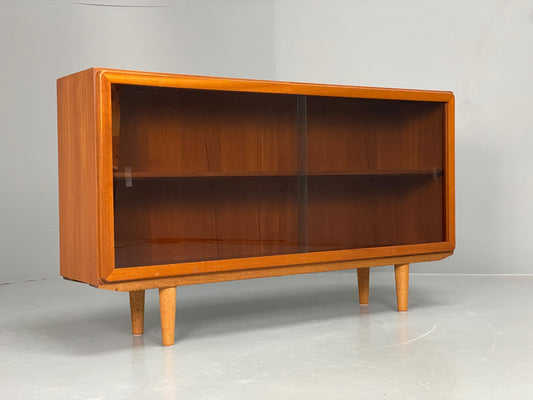 Vintage Teak Glazed Bookcase 1970s Shelving Mid Century Retro EB13151