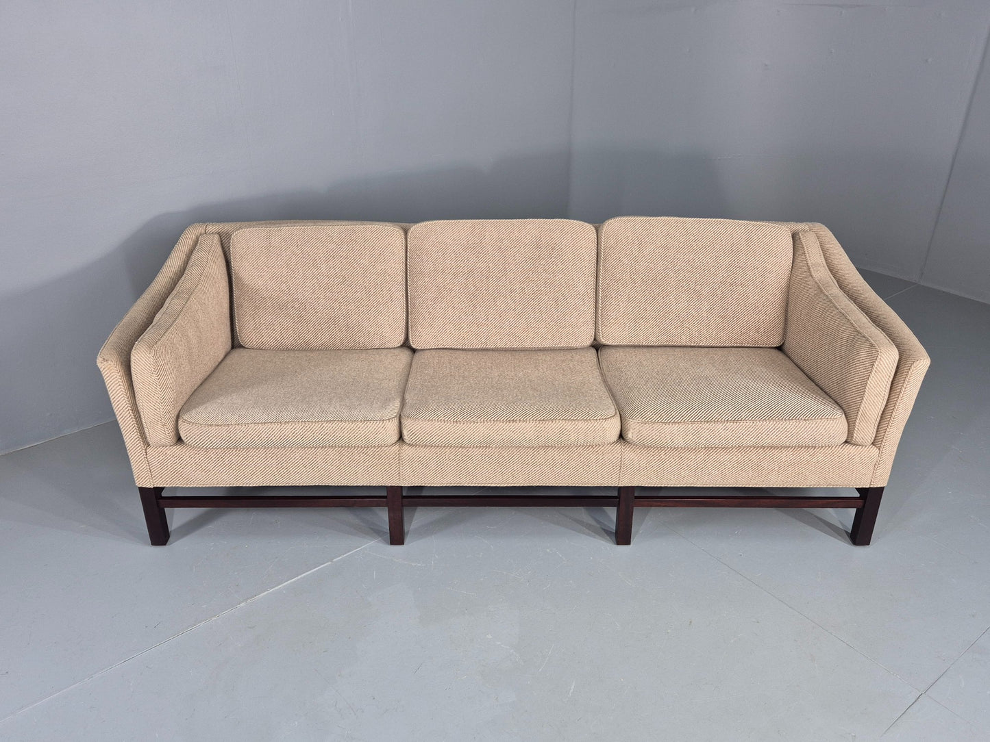 Vintage 3 Seater Sofa Danish Cream Wool Gunnar Grandt Retro MCM EB07792