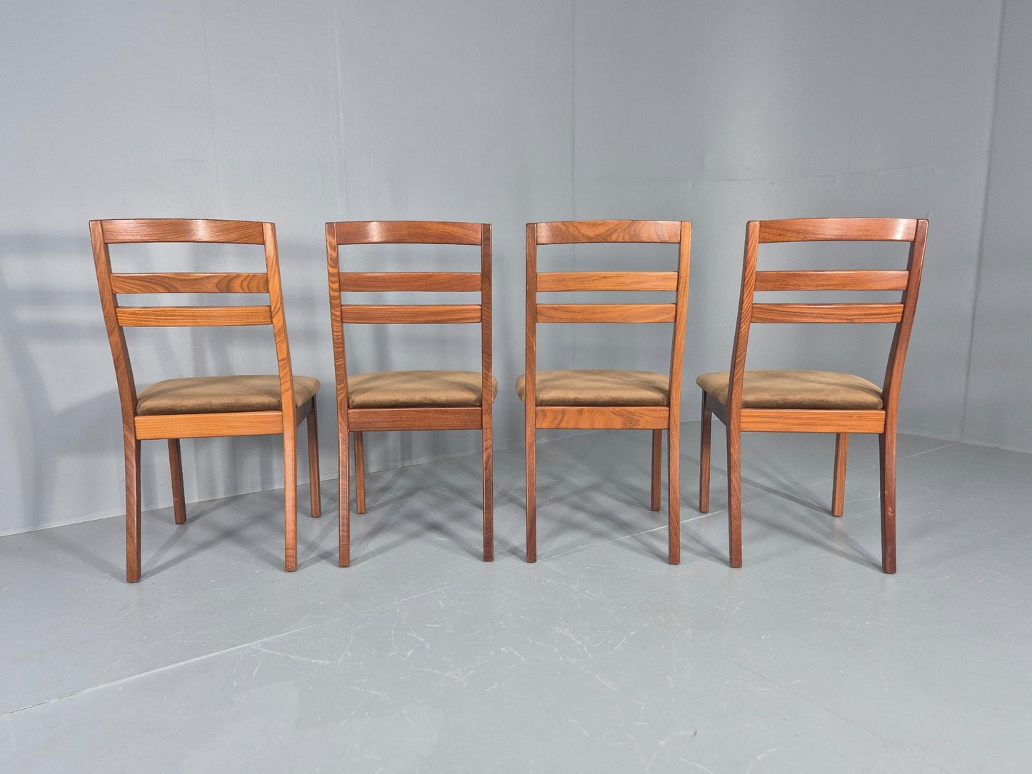 4 Vintage Nathan Dining Chairs Teak Frames 1970s Retro MCM EB11961