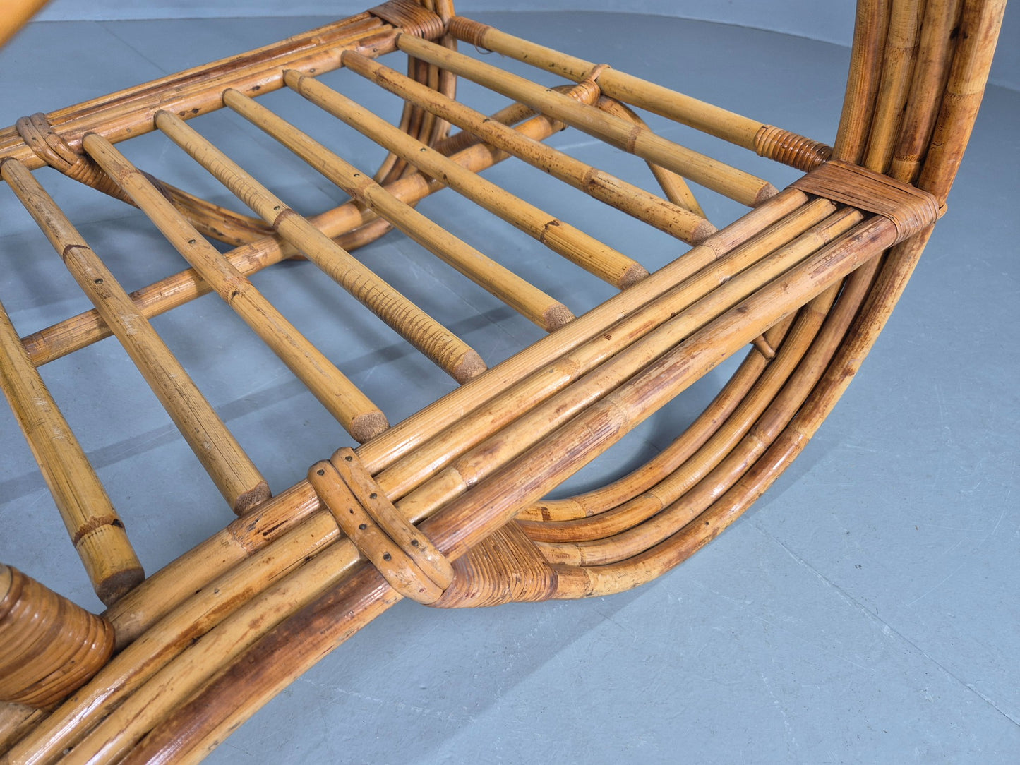 Vintage Bent Bamboo and Rattan Lounge Chair Rohe Noordwolde MCM Retro Eb12591