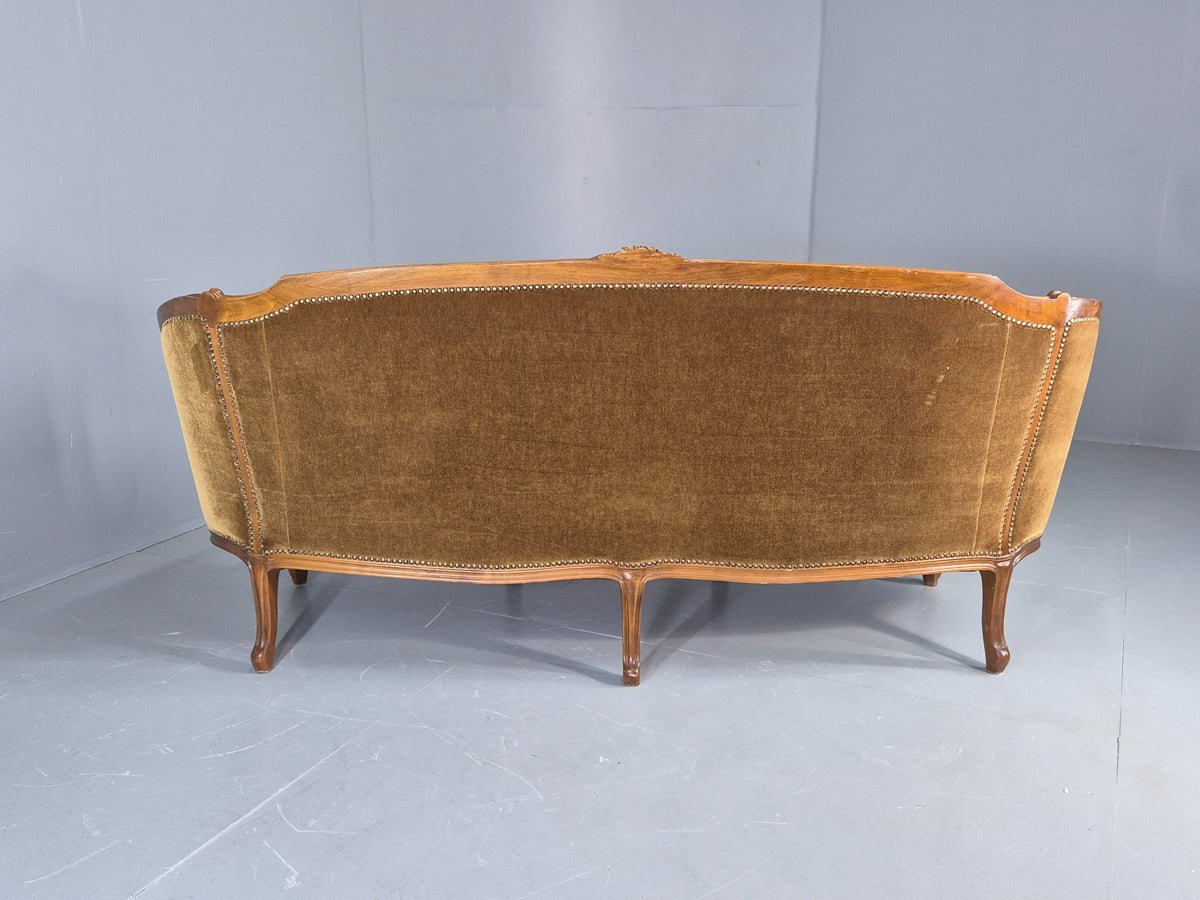 Vintage Danish 1950s 3 Seat Sofa with French Rococo Stylings Retro EB12767