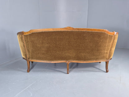 Vintage Danish 1950s 3 Seat Sofa with French Rococo Stylings Retro EB12767