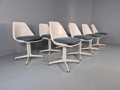 8 Maurice Burke Arkana 1960s Dining Chairs Plastic Alloy Swivel Retro EB11945