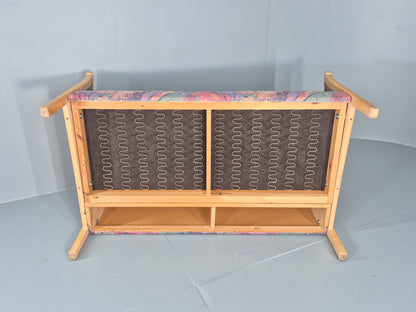 Vintage Stouby 2 Seater Sofa Floral Cotton Print 1980s Retro Beech Ends EB12448