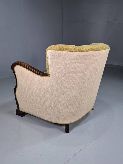 Vintage Danish Lounge Chair Green and Cream Art Deco Antique 1930s EB7575 VCLO