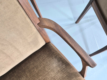 6 Vintage 1970s Nathan Dining Chairs Brown Velour Teak Retro MCM EB11921