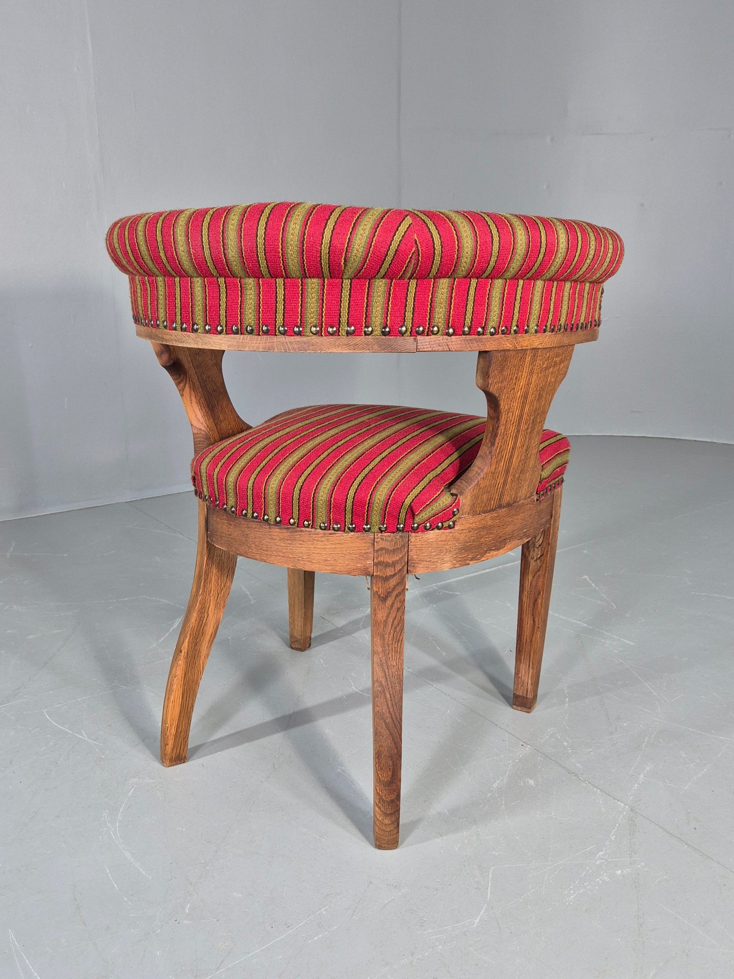 Antique Danish Library Chair Oak Frame Wool Upholstery 19th Century EB12772