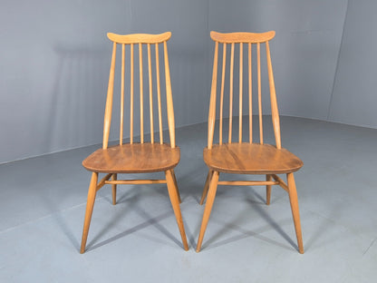 2 Vintage Ercol Goldsmith Dining Chairs Blonde Wood Frame 1970s Retro EB12984