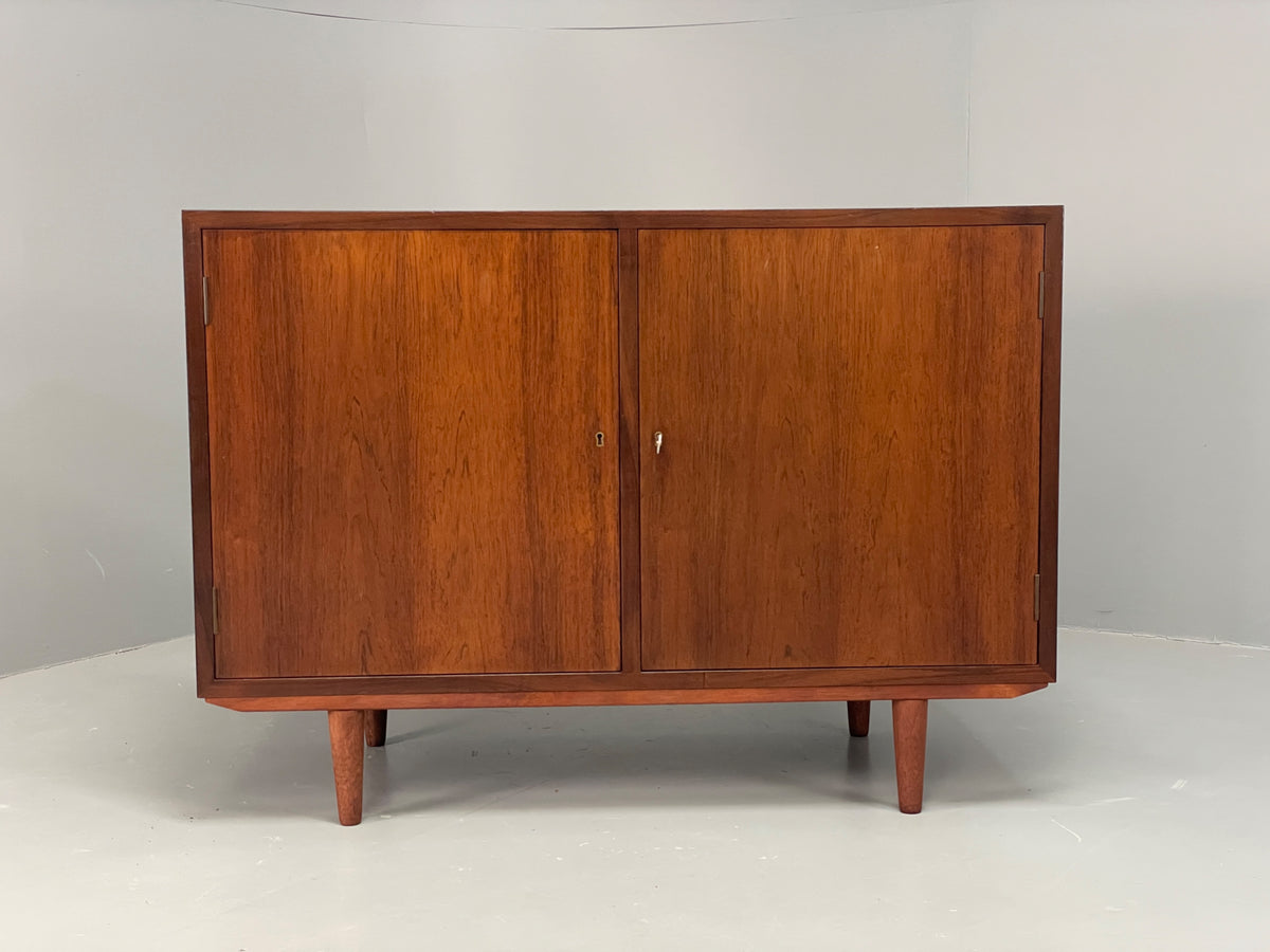 Vintage 1960s Sideboard Cabinet Danish Mid Century Darkwood Shelving EB12923