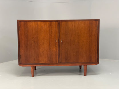 Vintage 1960s Sideboard Cabinet Danish Mid Century Darkwood Shelving EB12923
