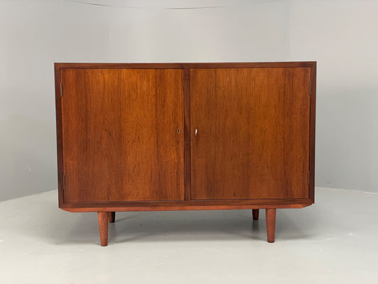 Vintage 1960s Sideboard Cabinet Danish Mid Century Darkwood Shelving EB12923