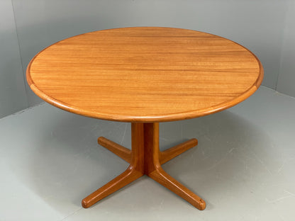 Vintage Teak Dining Table Circular Danish Retro Design 1970s EB12074