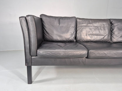 Vintage 3 Seater Sofa Danish Design Black Leather Mid Century Retro EB8627 M3SS