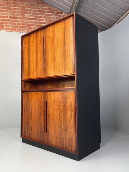 Vintage Danish Wall Unit Mid Century 1960s Tambour Shelving Cabinet Retro 13102
