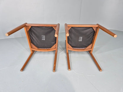 2 Vintage 1970s Dining Chairs Teak Frame New Seats Meredew Brand Retro Eb12489