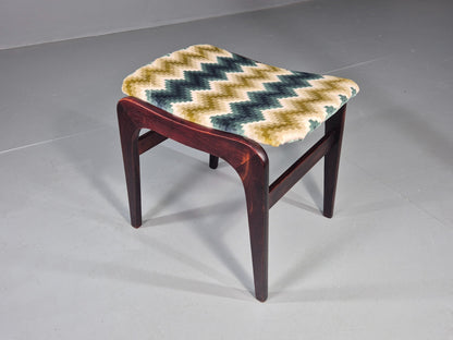 Vintage Mid Century Footstool Danish Design Chevron Pattern 1960s EB12028