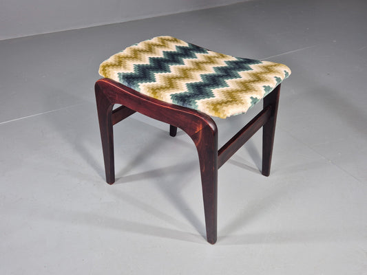Vintage Mid Century Footstool Danish Design Chevron Pattern 1960s EB12028
