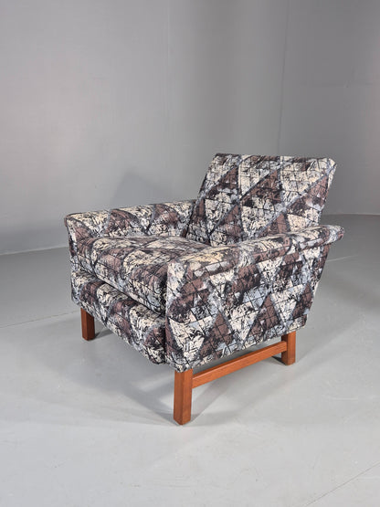 Vintage Midcentury Modern lounge Chair Swedish Design Abstract Pattern EB11100