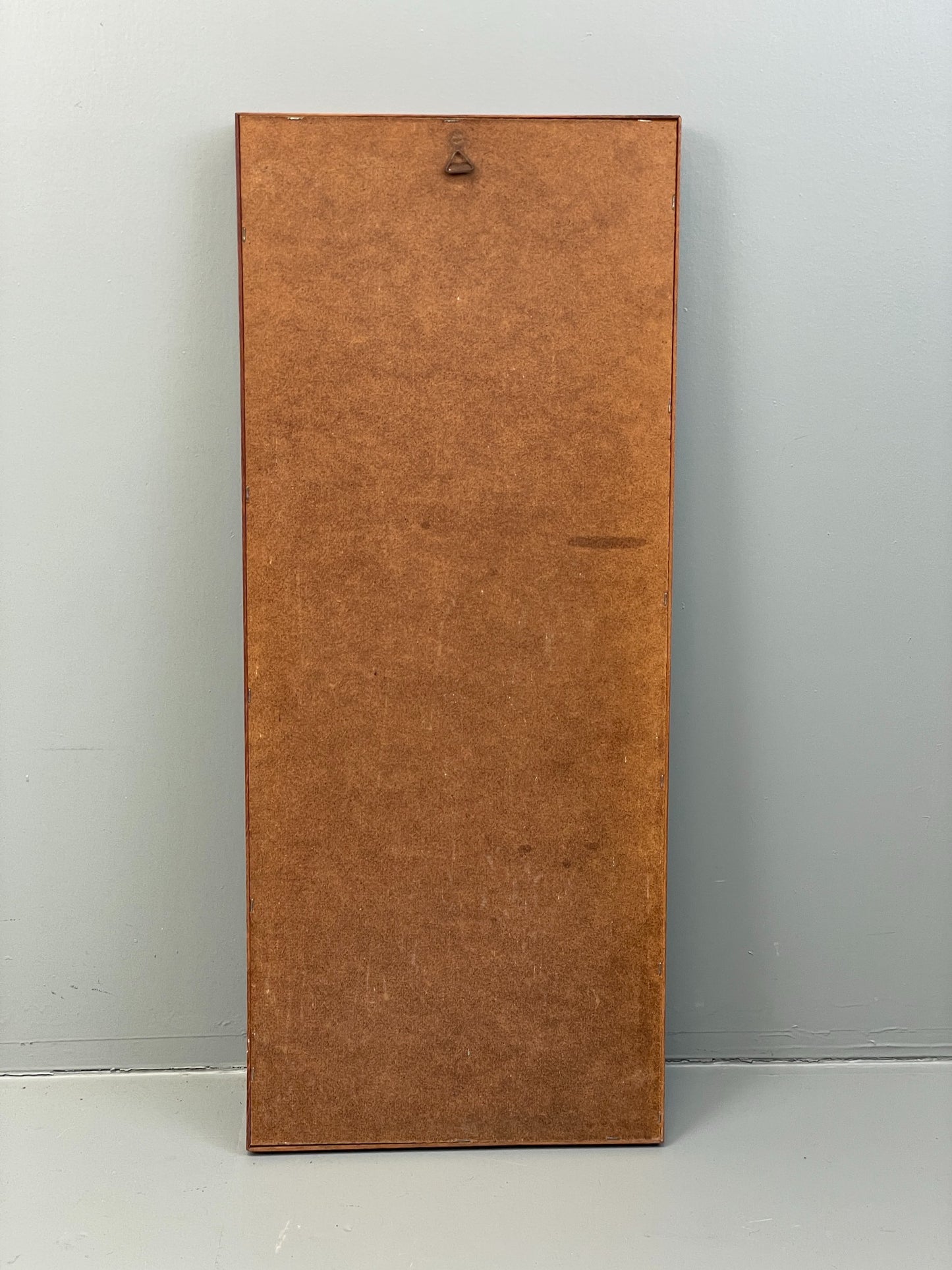 Vintage Teak Wall Mirror Rectangular Solid Danish Mid Century EB11966