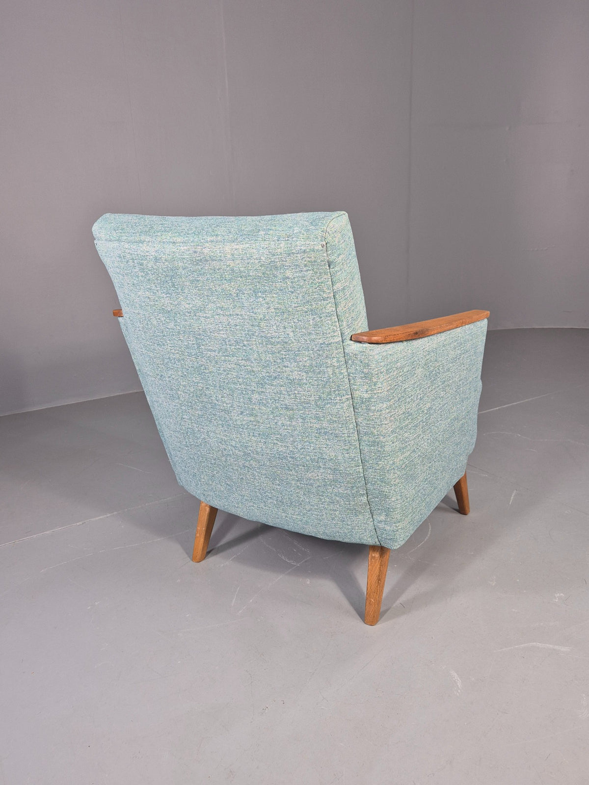 Mid Century Style Lounge Chair Newly Upholstered in Blue Retro EB9981