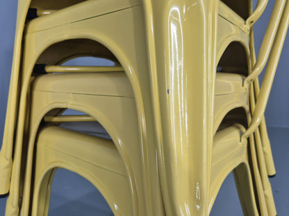 6 Yellow Tolix Stlye Stacking Chair VG Condition Vintage Industrial  EB12579