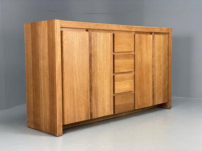 Contemporary Oak Sideboard Solid Doors Drawers Bi-fold Golden EB12287